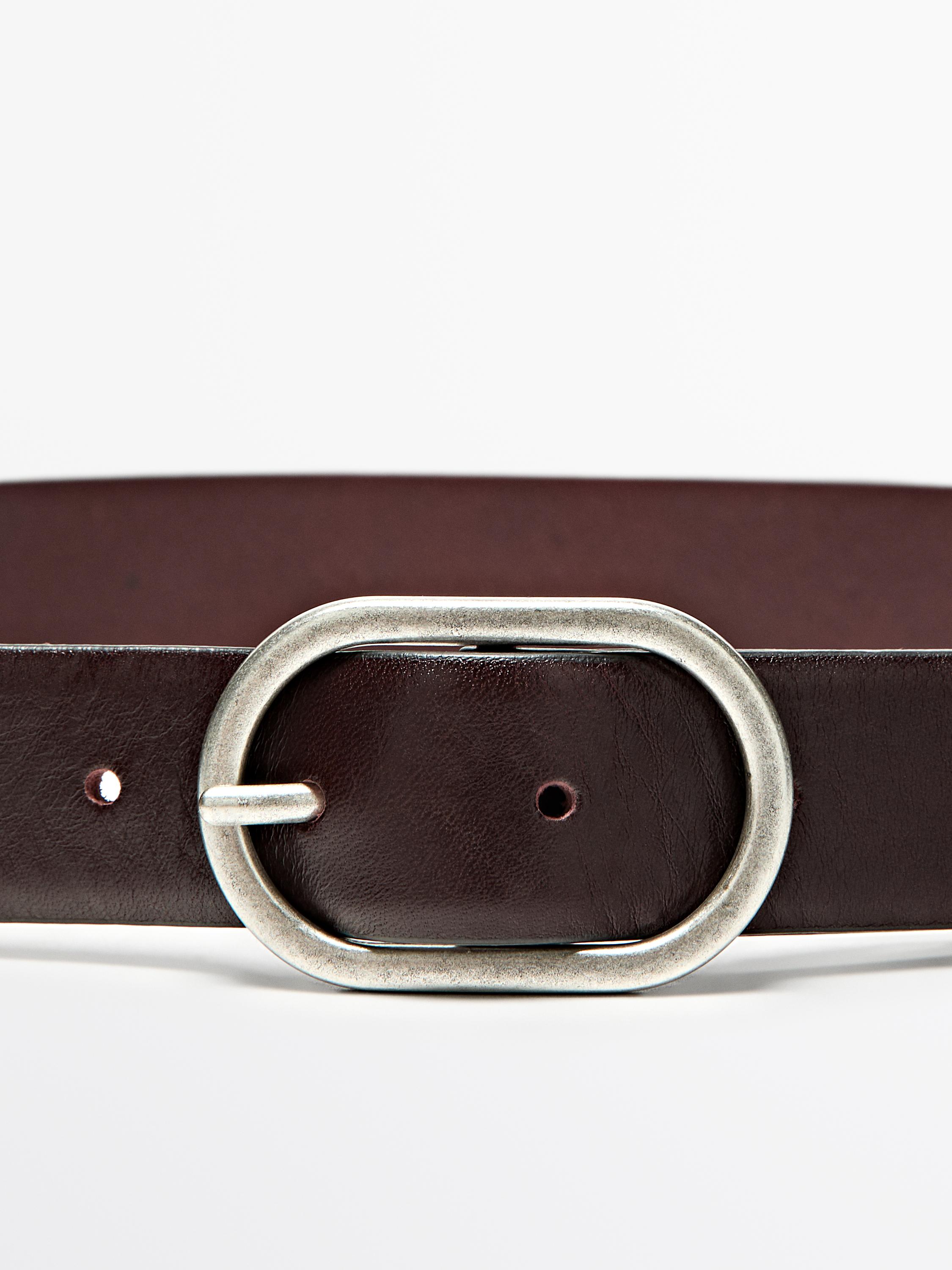 Ceinture boucle ovale en cuir nappa